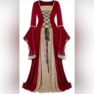 NEW Renaissance festival Red/Tan Dress LARGE
